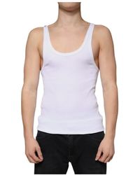 Dolce & Gabbana - Witte Katoenen Tanktop Ronde Hals - Lyst