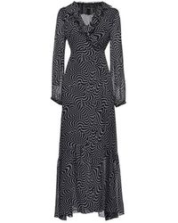 Pinko Humble Georgette Lange Jurk - Zwart