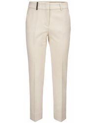 Peserico Trousers with slits in stretch viscose canvas - Neutro