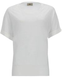 Herno - Tops ,Wit ,Katoen T-Shirt Van Katoen Met Ronde Hals - Lyst