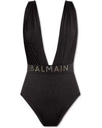 Balmain - Einteiliger badeanzug mit logo - Lyst