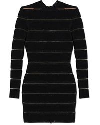Balmain - Kleedjes ,Zwart ,Pailletten Jurk Met Glinsterende Pailletten - Lyst