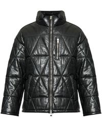 AllSaints - Jassen ,Zwart ,Katoen Brockwell Leather Puffer Jacket - Lyst