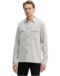 Lindbergh - Overhemden ,Grijs ,Polyester Relaxed Fit Overshirt - Lyst