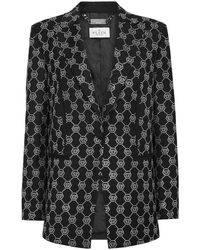 Philipp Plein - Wool Blazer Strass Monogram - Lyst