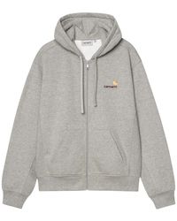 Carhartt - Hoodies & Sweatvesten ,Grijs ,Leer Hooded American Script Jacket - Lyst
