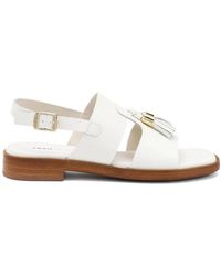 Frau - Schoenen ,Wit ,Leer Boho-Chic Leren Sandalen Met Kwastjes - Lyst