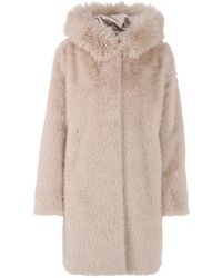 Marc Cain - Jassen ,Polyester Hooded Fake Fur Jas - Lyst