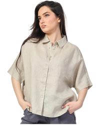 Ecoalf - Graues Leinenhemd Modell Melania - Lyst
