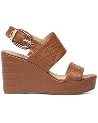 Guess - Sandals wedge fl6nolpel04 cogna leather synthetic - Lyst