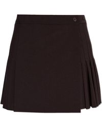 Lacoste - Rokken ,Bruin ,Wol Korte Geplooide Wikkelrok - Lyst