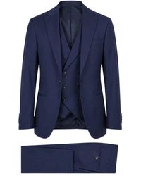 Luigi Bianchi - Kostuums ,Blauw ,Wol Single Breasted Suits - Lyst
