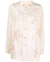 forte_forte - Overhemden ,Wit ,Satijn Satijnen Zijden Blouse - Lyst