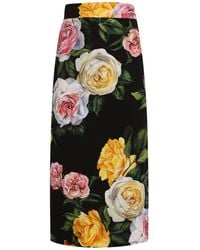 Dolce & Gabbana - Floral Longuette Rok - Lyst