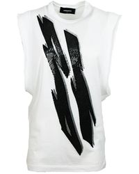 DSquared² - Tops ,Wit ,Katoen Wit Katoenen T-Shirt - Lyst
