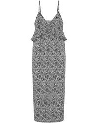 One Teaspoon - Kleedjes ,Zwart ,Zebra Print Midi Jurk Met Split - Lyst