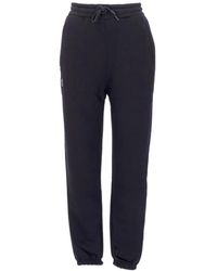 DOLLY NOIRE - Broeken ,Zwart ,Katoen Zwarte Fleece Trainingsbroeken Elastische Taille - Lyst