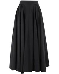 ANDAMANE - Zwarte Katoenen Maxi Ruches Rok - Lyst