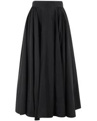 ANDAMANE - Zwarte Katoenen Maxi Ruches Rok - Lyst