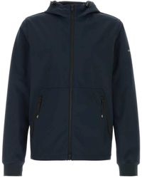 Woolrich - Hoodies & Sweatvesten ,Blauw ,Polyester Tech Soft Shell Jacket Met Capuchon En Volledige Rits - Lyst