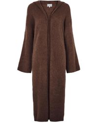 American Dreams - Truien & Vesten ,Bruin ,Wol June Lange Alpaca Cardigan Met Capuchon - Lyst