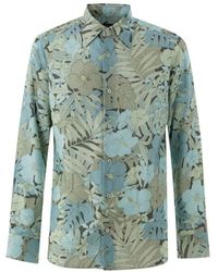 Tom Ford - Overhemden ,Blauw ,Lichtblauw Bloemenprint Overhemd - Lyst