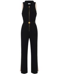 Elisabetta Franchi - Gebreide Jumpsuit Met Glanzende Viscose Banden - Lyst