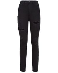 Philipp Plein - Jeans ,Zwart ,Katoen Miss High Waist Jegging Stripes - Lyst