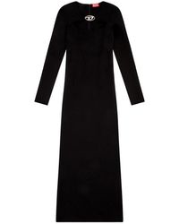 DIESEL - Kleid aus milano-strick mit oval d-plakette aus metall - Lyst