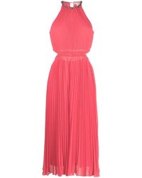 Michael Kors - Plissiertes Neckholder-Midikleid - Lyst