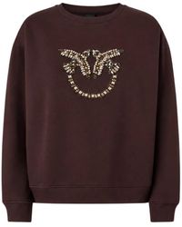PINKO - Hoodies & Sweatvesten ,Bruin ,Katoen Nelly Sweatshirt - Lyst