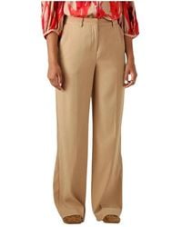 Minus - Broeken ,Bruin ,Polyester Kameel Straight Leg Jeans Voor Vrouwen - Lyst