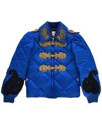 Gucci Bloemen Quilted Bomber Jacket - Blauw