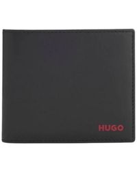 HUGO - Accessoires ,Zwart ,Leer Leren Portemonnee Met Muntvak - Lyst