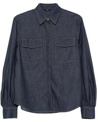 7 For All Mankind - Overhemden ,Blauw ,Denim Denim Blouse Met Ballonmouwen - Lyst