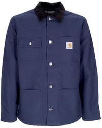 Carhartt - Jassen ,Blauw ,Katoen Workwear Jas Met Fluweel Kraag - Lyst