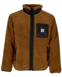 Carhartt - Sherpa Hoge Hals Rits Jas Bruin/Zwart - Lyst