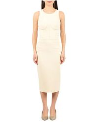 Elisabetta Franchi - Etui-Kleid Aus Crêpe Mit Kontrastpaspelierung - Lyst