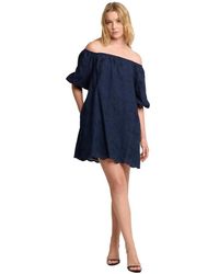 Kocca - Kleedjes ,Blauw ,Jurk Met Blote Schouders, Kort - Lyst