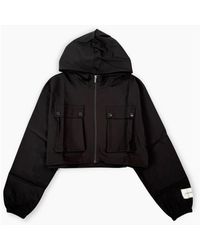 hinnominate - Jassen ,Zwart ,Katoen Cropped Hooded Jacket - Lyst