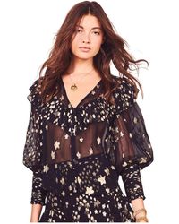 LoveShackFancy - Zijden Harleigh Blouse Met Sterrenversiering - Lyst