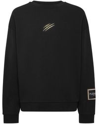 Philipp Plein - Fitness ,Zwart ,Katoen Sweatshirt Ls Roundneck Label - Lyst