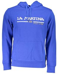 La Martina - Blu felpa con ricamo collo rotondo - Lyst