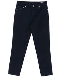 Brunello Cucinelli - Blauwe Katoenen Broek Met Logodetail - Lyst