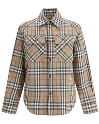 Burberry - Overhemden ,Bruin ,Katoen Geruite Katoenen Overhemd Met Klassieke Kraag - Lyst