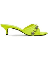 Balenciaga - Gelbe Fluo Mule Hausschuhe Mit Nieten - Lyst
