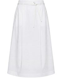 Peserico - Rokken ,Wit ,Katoen Midi-Rok Met Strikdetail - Lyst