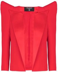 Balmain - Geknipt Krepe-Jasje Met Gestructureerde Schouders - Lyst
