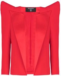 Balmain - Geknipt Krepe-Jasje Met Gestructureerde Schouders - Lyst
