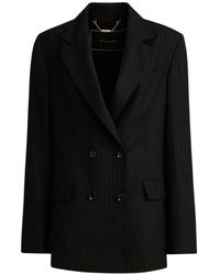 Kiton - Jassen ,Zwart ,Wol Pinstripe Wollen Jas - Lyst